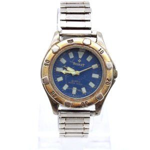 Vintage SIGNET Watch Mens Gold Tone Stainless Steel Classic Blue Dial 90s